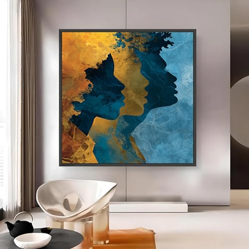 Art moderne en silhouette de femmes affiche abstraite TONGYINLI sur toile premium 50x50cm