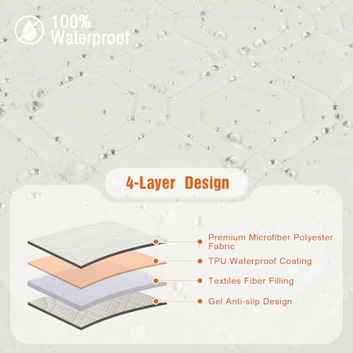 Image of VANSOFY Loveseat Recliner Cover with Console 100% Waterproof Sofa Slipcovers Non-Slip Reclining Couch Cover Split Sofa Covers Furniture Protector for Pets, Dogs(Off White)