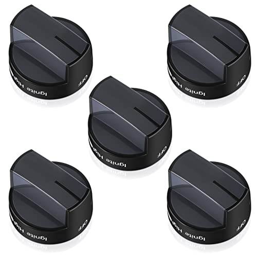 TURNEGOO 5 Pieces Upgrade W10339442 Stove Knobs Replacements, Only Compatible with Whirlpool Gas Range/Oven/Stove Knobs (Black)