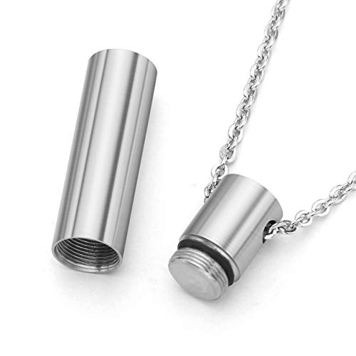 Jovivi Edelstahl Memorial Schmuck Asche Urne Anhänger Zylinder Kette Kapsel Pendant Halskette Damen Herren Gedenk Geschenk
