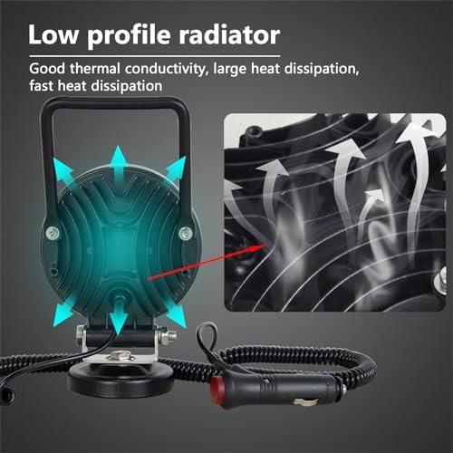 AUXTINGS 4 inch 42W Round Portable LED Work Light Offroad Spot Light Cigarette Lighter Switch with Magnetic Base Holder for Car SUV Trailer Tractor Truck Engineering Maintenance Camping