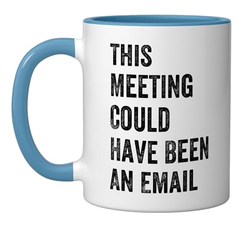 Taza de cerámica divertida con texto azul/blanco miniatura 1