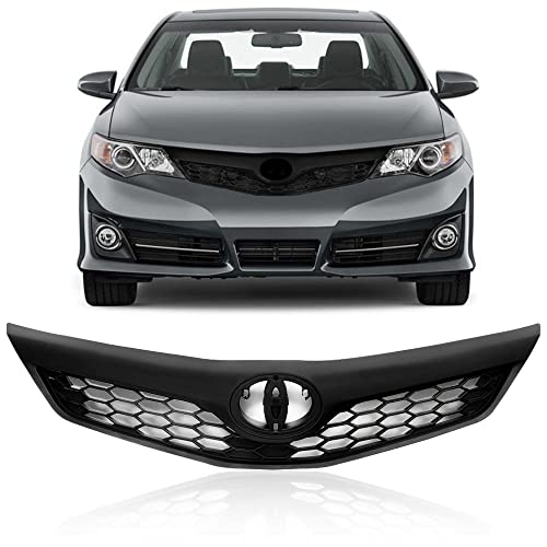 G-PLUS Front Upper Bumper Hood Grill Grille Assembly Compatible with Toyota Camry SE XSE Sedan 4-Door 2012 2013 2014 5310106340C0, TO1200354