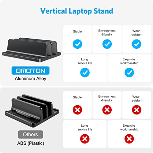 Omoton [Updated Dock Version] Vertical Laptop Stand, Double Desktop Stand Holder With Adjustable Dock (Up To 17.3 Inch), Fits All Macbook/Surface/Samsung/Hp/Dell/Chrome Book (Black) #TOP1
