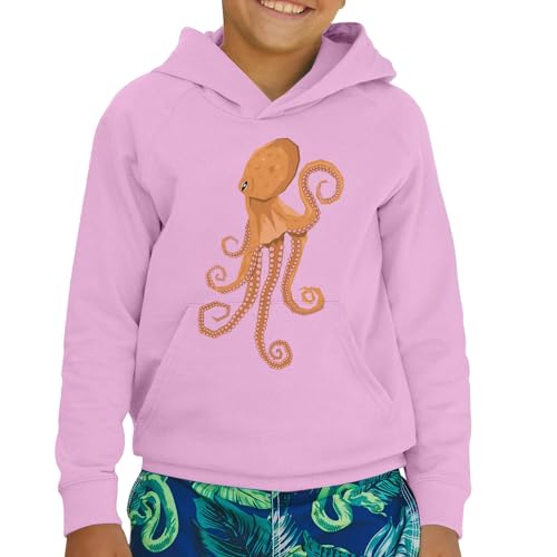 Sweat à capuche enfant pieuvre orange, le cadeau idéal sur le thème de l'océan - 2