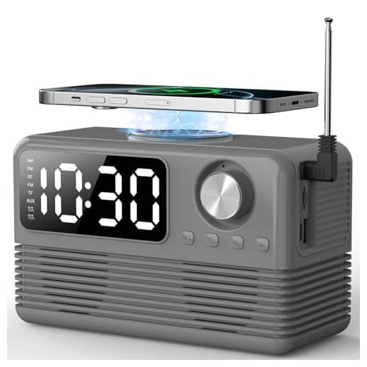 15W Fast Wireless Charger with Bluetooth Speaker and Alarm Clock Radio,4 in1 Wireless Charging Station for iPhone,Android Phones with FM Radio for Bedroom