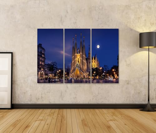 Tableau sur toile Sagrada Familia triptyque architecture déco murale - 2