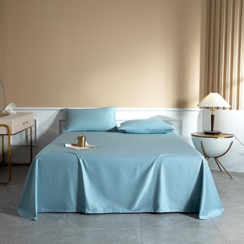 JIANINGHOME Bettlaken ohne Gummizug,180x230cm,Hellblau-2,Weiches und pflegeleichtes Betttuch aus Baumwolle ohne Gummizug