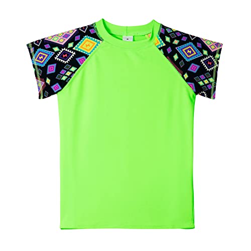 Girls Rash Guard Swimsuit Set Short Sleeve Two Piece Swimwear Upf 50+ Sun Protection Water Beach Bathing Shirts(M) #TOP6