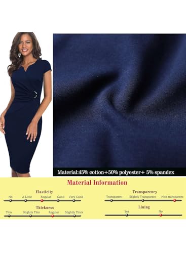 Image of VFSHOW Womens Elegant Notch V Neck Ruched Work Office Business Church Bodycon Sheath Dress