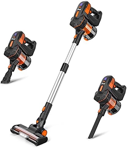 INSE Cordless Vacuum Cleaner, 6-in-1 Lightweight Cordless Vacuum, Powerful Stick Vacuum with 2200mAh Battery Up to 45mins Runtime, Rechargeable Vacuum Cleaner for Hardwood Floors Pet Hair Home Car