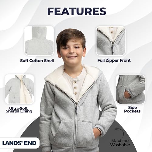 Image of Lands' End Kids Ultra Soft Sherpa Full Zip Hoodie Sweatshirt (XS-L)
