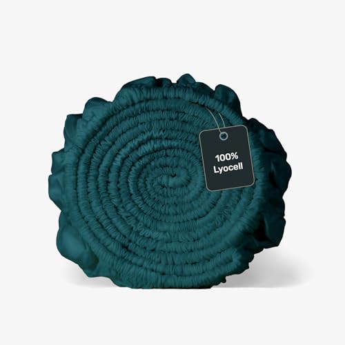 twenty:three Lyocell Spannbettlaken 180x200 Juice Petrol - 100% Tencel - Gewonnen aus Eukalyptus - Hochwertig - Nachhaltig - Atmungsaktiv - Luxus - Hypoallergen