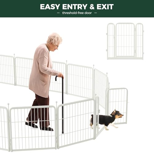 Image of FXW Rollick Unleashed Dog Playpen for Indoor, Yard, RV Camping, 24 inch 16 Panels for Small and Puppy Dogs, White│Patented