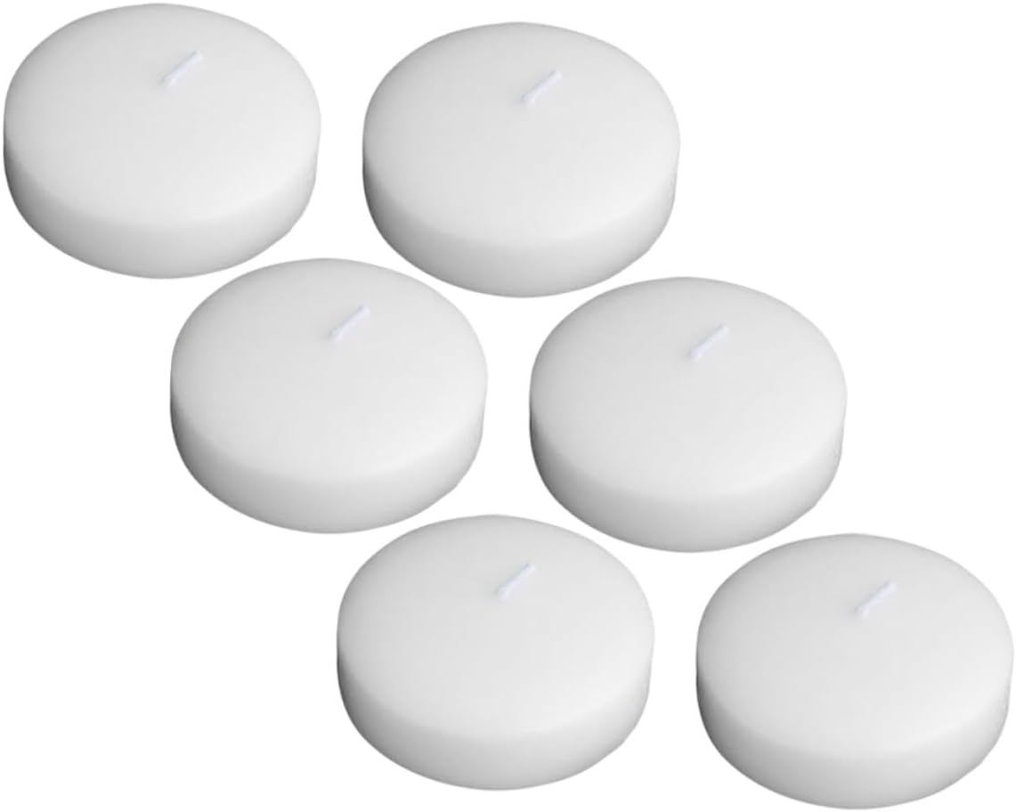 6pcs Small Round Floating Tea Candles 4.5x2.5cm Unscented Paraffin Wax for Wedding Birthday Party Romantic Outdoor Reception Décor