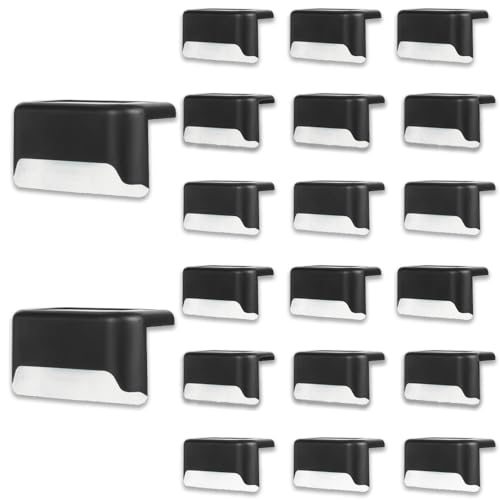 HIRAISM 階段 ソーラーライト 屋外 防水 ガーデン ライト フェンス 通路 キャンプ アウトドア おしゃれ 暖色 LED (ブラック 20個セット)