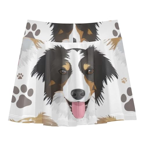 Joisal Athletic Shorts Girls Skorts Skirts with Shorts Cute Comfy Flowy Skirt Cute Border Collie Dog 3t2