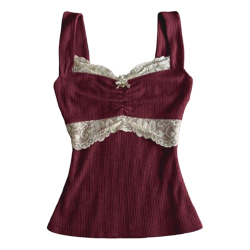 Débardeur sans manches polyvalent haut chic dentelle pour layering