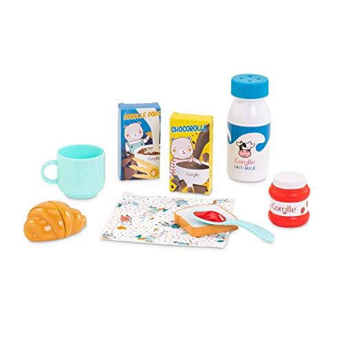 Corolle - Coffret Petit-Déjeuner, 9 accessoires, pour poupon 36 et 42cm, dès 2 Ans, 9000141260