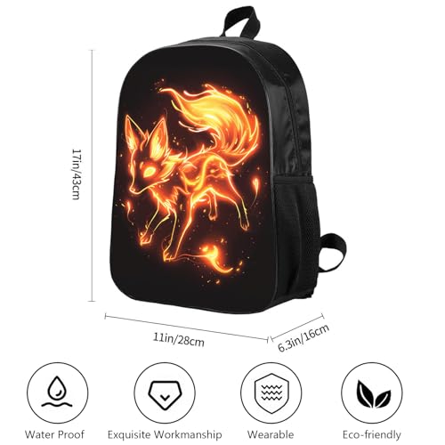SARA NELL Fox Kids Backpack Fire Fox Backpack for Boys Girls, Elementary Middle High College School Students Travel Laptop Backpack, 17 Inch, Cute Animal Orange Black2