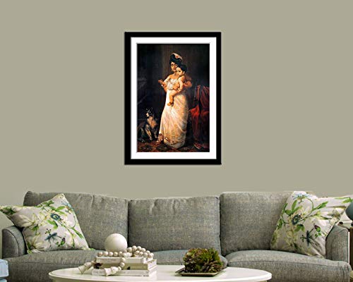 Image of Tallenge - There Comes Papa - Raja Ravi Varma - Indian Painting - Small Framed Poster(Paper,12 x 17 inches, MultiColour)