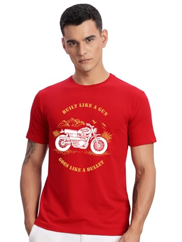 Image of ADRO Men's Royal Bike Design Printed 100% Cotton T-Shirt - Regular Fit, Printed T-Shirts for Men