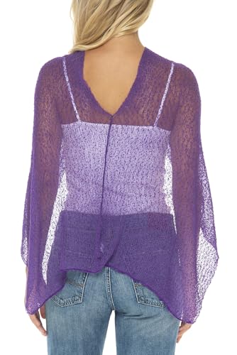 Image of SHU-SHI Womens Sheer Knit Poncho Shrug Lightweight Cover Up One Size Fits Most