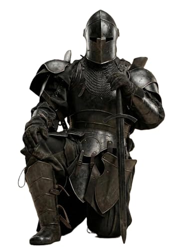 Dark Barbuta Knight Armor Full Set — 18 Gauge Steel Medieval Cosplay Reenactment Halloween Suit...