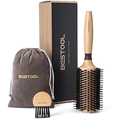 BESTOOL Cepillo redondo para secar con secador, cerdas de jabalí con pasadores de nailon (Barrel 38mm) Cover