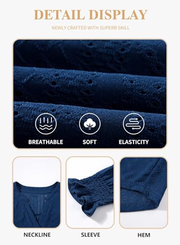 Eytino Women's Plus Size Tops Puff Long Sleeve Split V Neck Loose Casual Dressy Blouse Shirts(1X-5X)4