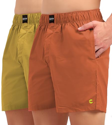 Image of Freecultr Cotton Boxer Shorts for Men Dual Pockets Moisture Wicking Microfibre | Regular Fit | Breathable & Comfortable Half Short Pants Ultrasoft Waistband