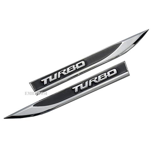 2pcs TURBO Car Emblems, 3D Metal Car Side Fender Rear Trunk Emblem Badge