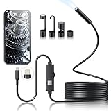 Endoscope Camera with Light, Borescope with 8 Adjustable LED, 1920P HD Inspection Camera for iPhone and iPad, IP67 Waterproof Snake Camera with Light and 16.4 ft Semi-Rigid Snake Cable