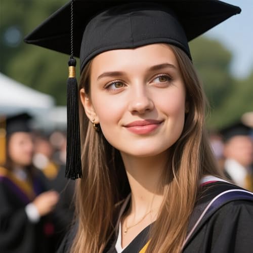 SNBUHA 2 Pcs Bachelor Hut mit Quaste, Studentenhut Doktorhut Verstellbar Graduation Cap Unisex, im Universalgröße, für Abschlussfeiern vom Studium, Universität, Hochschule, Abitur