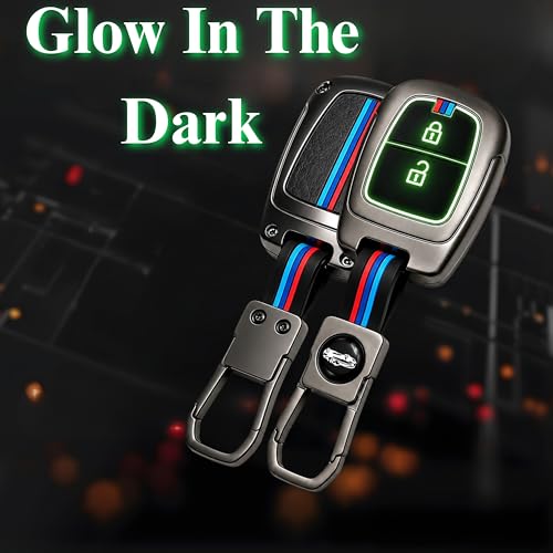 Image of Car Key Cover Compatible for Hyundai Grand i10, Santro, Eon Stylish Full Protection 2-Button Key | Glow-in-The-Dark Car Key Protector