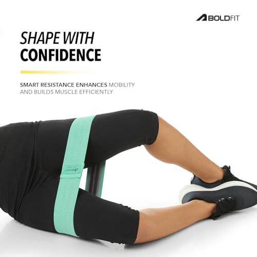 Image of Boldfit Resistance Bands for Workout Fabric Loop Band for Exercise Hip Band for Hips, Legs, Stretching, Toning Workout Mini Loop Booty Bands for Glutes, Squats Exercise for Home & Gym Green (6-11 Kg)