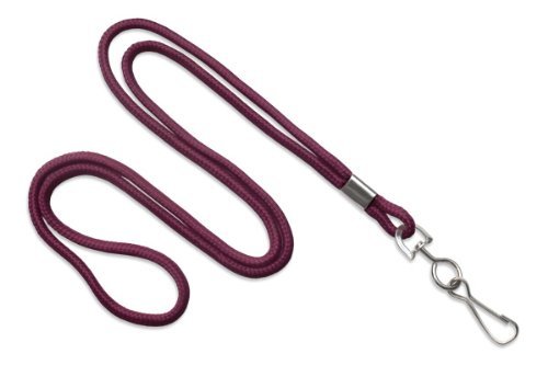 Maroon 1/8" Round 36" Braid Non-Breakaway Lanyard, Swivel Hook (100/bag)