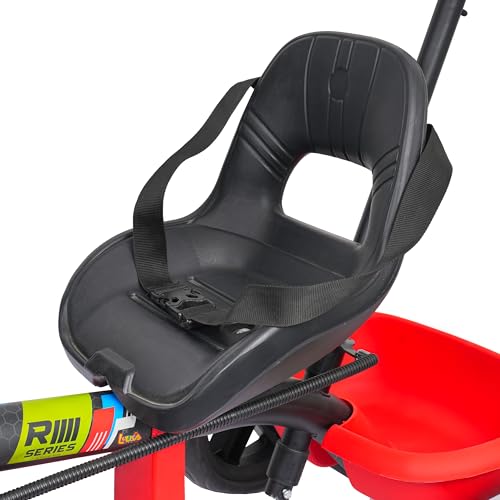 Image of Luusa Elite 500 Kids Tricycle with Parent Push Handle & Safety Seat Belt - Premium 3 Wheel Toddler Cycle with Storage Basket & Comfortable Backrest for 1-4 Years Boys & Girls (Black Red)