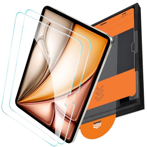 OMOTON 2-Pack for iPad Air 13 Inch Screen Protector M4/M3/M2 (2026/2025/2024) 9H+ Military Grade Shatterproof Tempered Glass with Easy-Install Box Anti-Scratch Apple Pencil & Case Friendly HD Clarity