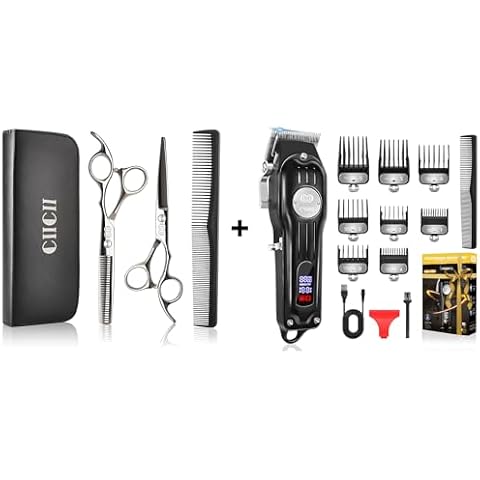 CIICII Hair Cutting Kit with Hair Clippers Set & Hair Cutting Scissors Shears Kit for Home Salon DIY Hairdressing Cover