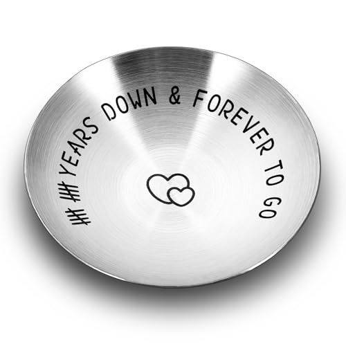 Delujouberst 10 Year Anniversary Tin Gifts,Anniversary Gifs for Couple,Tin Gift for 10th,10th Wedding for Husband Wife,Engagement Present for Couple, Jewelry Tray Ring Holder