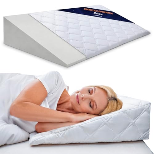 Bezug für Keilkissen Bett und Sofa Rückenkissen Kopfteil - 45 x 100 cm Überzug für Reflux Kissen Erwachsene Matratzenkeil Wedge Reading Pillow Baby Bettkeil und Lesekissen Zertifikat Oeko-Tex
