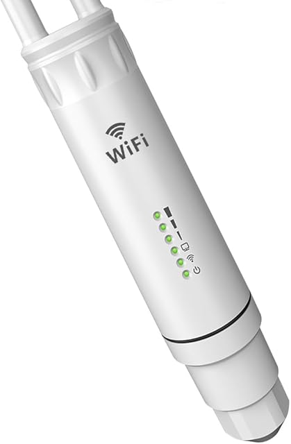 Outdoor WiFi Extender High Power Outdoor Access Point with PoE, Dual Band 5GHz 2.4GHz Outdoor WiFi Range Extender WiFi Repeater with Ethernet Port, IP66 Waterproof, AP/Repeater/Bridge/Router Mode