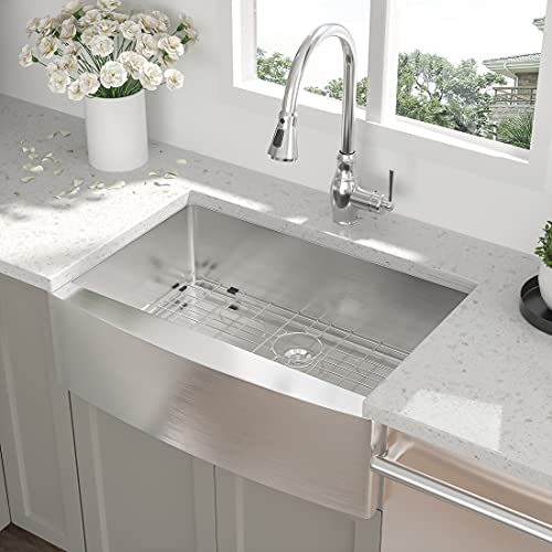 33 Inch Farmhouse Kitchen Sink - Beslend 33”X21”X10” Stainless Steel Apron Front Farm Sink 10 Inch Deep 16 Gauge Single Bowl Farm Sink #TOP2