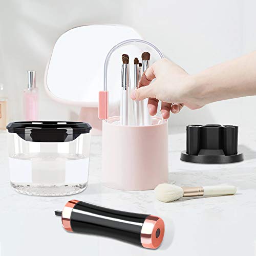 Makeup Brush Cleaner Dryer Machine USB, Larbois 8 Collars Best Electric Cleaning Solution Tool Keep Cosmetic Brushes Clean and Dry Natural Professional Easy to Use washer Kit 2020 Newest (Black)
