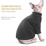Idepet Sphynx Cats Sweater 2 Pack,Turtleneck Hairless Cat Shirt Soft and Warm Kitten Clothes with Sleeves Pullover Pet Winter Pajamas Jumpsuit for Cat Puppy (Black&Purple, Small) - Image 3