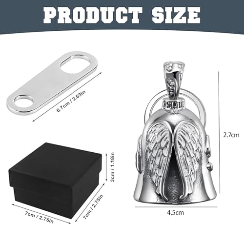 Image of Guardian Bell, Angle Wings Guardian Bell for Bike Car Motorcycles Guardian Bells Keychain Suitable Rider Gear Cycling Events Commuter Bikes Vintage Bike Restoration Handlebars