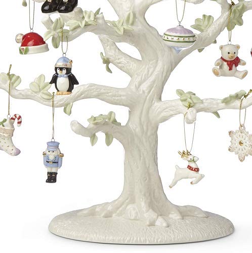 Lenox White Porcelain Christmas Memories 10-Piece Ornament & Tree Set, 6.35 Lb, Multi #TOP2