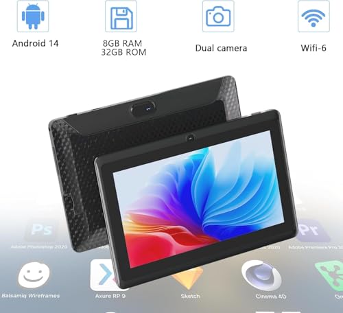 Image of CUPEISI Android 14 Tablet, 7 inch Tablet, 8GB RAM + 32GB ROM /1TB Expandable Tablet, 1.6GHz Quad-Core Processor, 1024x600 IPS HD Touchscreen, 5MP Camera