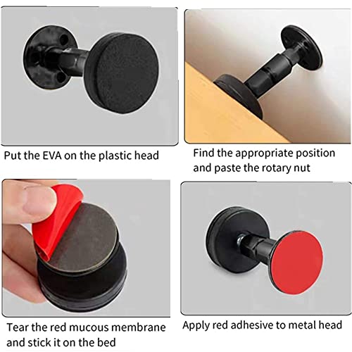 Oukeyi 4 Pieces Of Adjustable Threaded Bed Frame Anti-Shake Tool,Headboard Stoppers，Bed Stoppers ，Wall Bed Headboard Anti-Shake Fixer For Beds Cabinets Sofas, 30-68Mm (Black) #TOP5
